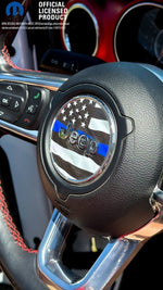 Jeep Wrangler JK Steering Wheel Circle Thin Blue Line American Flag Vinyl Decal Sticker 2007-2017 - Tiny Wrapz