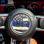 Jeep Wrangler JK Steering Wheel Circle Thin Blue Line American Flag Vinyl Decal Sticker 2007-2017 - Tiny Wrapz