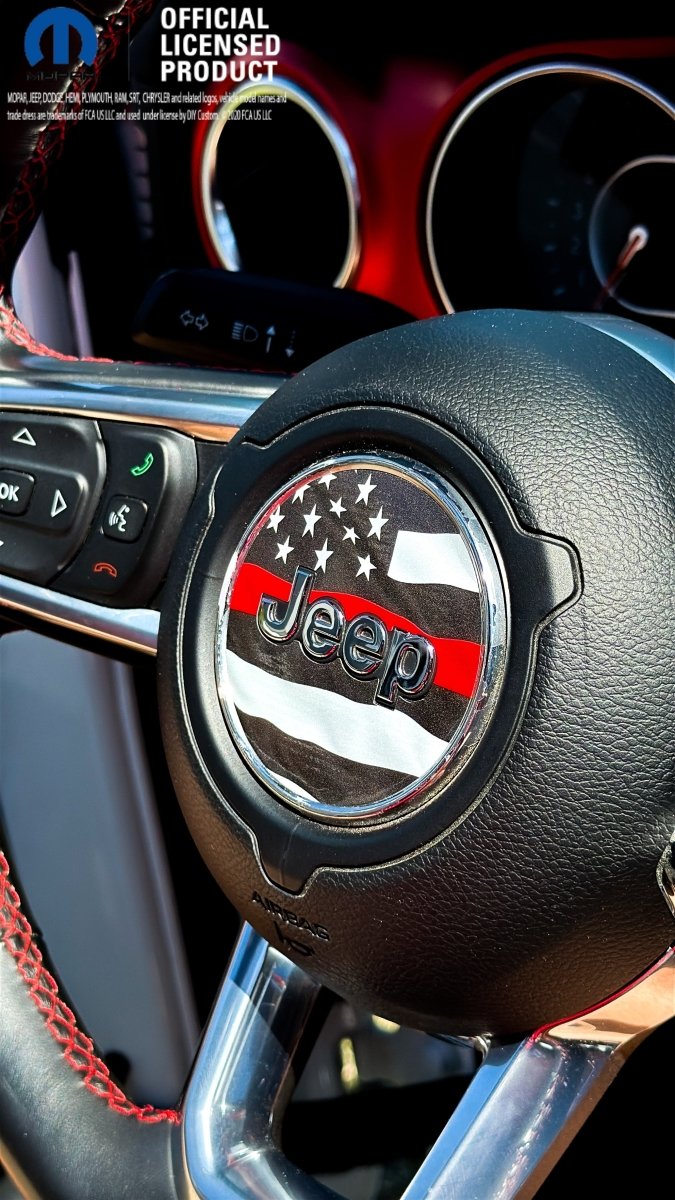 Jeep Wrangler JK Steering Wheel Circle Thin Red Line American Flag Vinyl Decal Sticker 2007-2017 - Tiny Wrapz