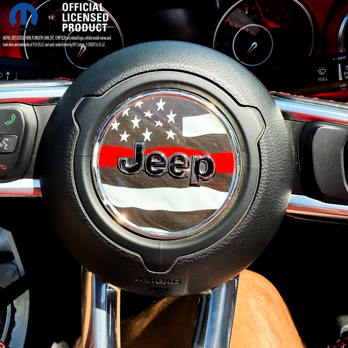 Jeep Wrangler JK Steering Wheel Circle Thin Red Line American Flag Vinyl Decal Sticker 2007-2017 - Tiny Wrapz