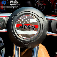 Jeep Wrangler JK Steering Wheel Circle Thin Red Line American Flag Vinyl Decal Sticker 2007-2017 - Tiny Wrapz