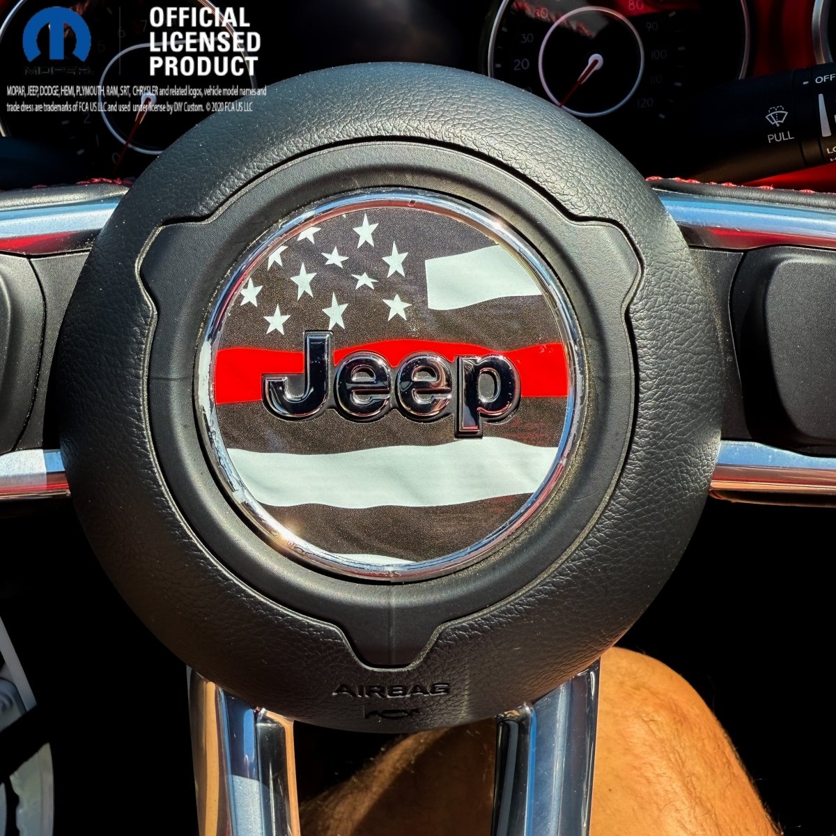 Jeep Wrangler JK Steering Wheel Circle Thin Red Line American Flag Vinyl Decal Sticker 2007-2017 - Tiny Wrapz