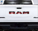 2500 3500 RAM Tailgate Letters Overlay Decals Thin Red Line American Flag Fits 2019-2026 Trucks - Tiny Wrapz