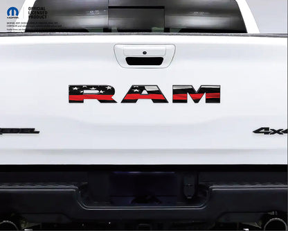 RAM Tailgate Letters Overlay Decals Thin Red Line American Flag Fits 2009-2025 Trucks