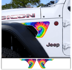 Jeep Fender Vent Decals Pair "Tie Dye" Fits 2018-2026 Wrangler JL & Gladiator - Tiny Wrapz