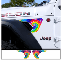 Jeep Fender Vent Decals Pair "Tie Dye" Fits 2018-2026 Wrangler JL & Gladiator - Tiny Wrapz