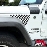 Jeep Fender Vent Decals Pair "Black & White Checkered Flag" Fits 2007-2017 Wrangler JK
