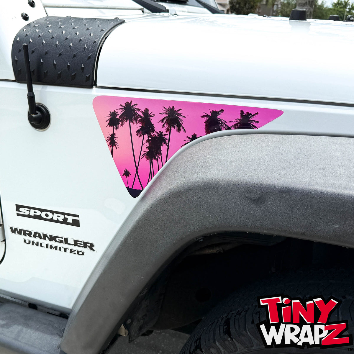 Jeep Fender Vent Vinyl Decals Pair "Pink Sunset" Fits 2007-2017 Wrangler JK