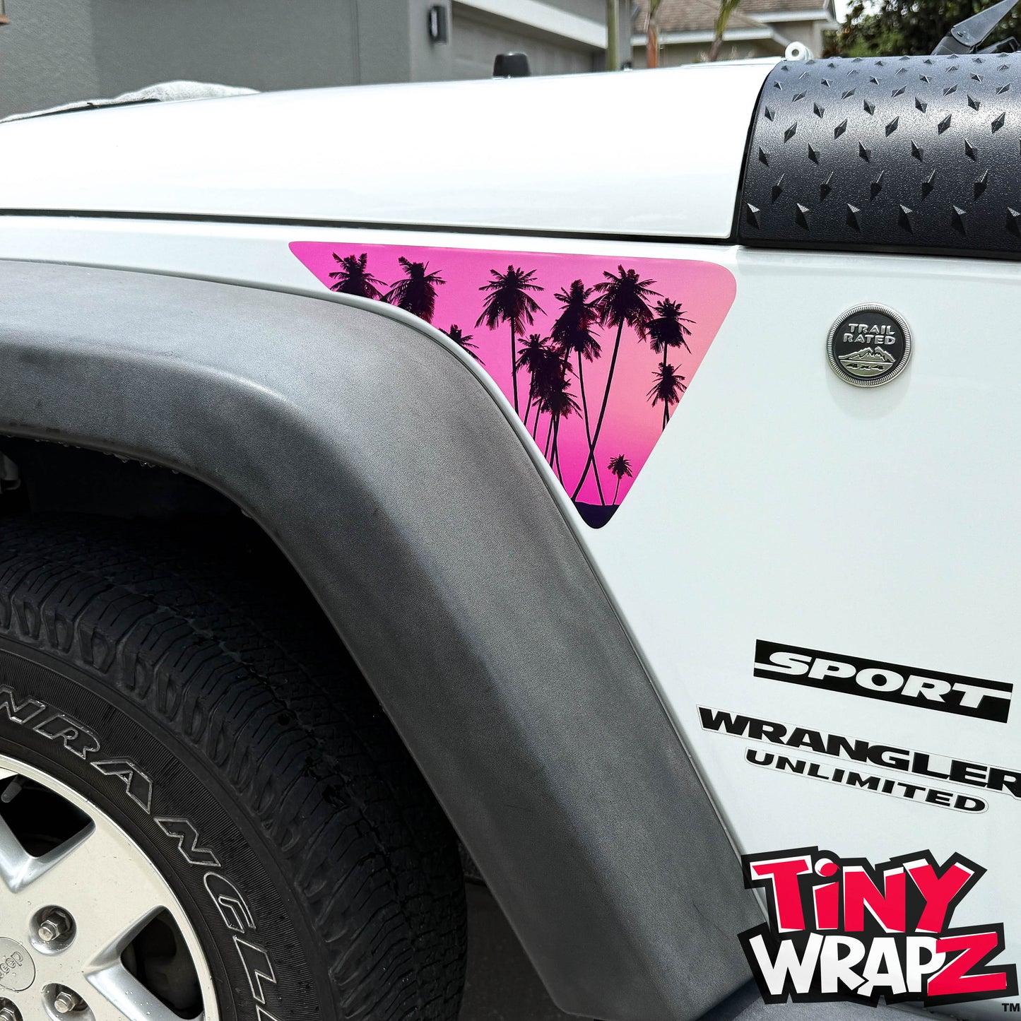 Jeep Fender Vent Vinyl Decals Pair "Pink Sunset" Fits 2007-2017 Wrangler JK