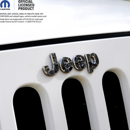 Jeep Emblem Overlay Decals -Topographic Black with Gray