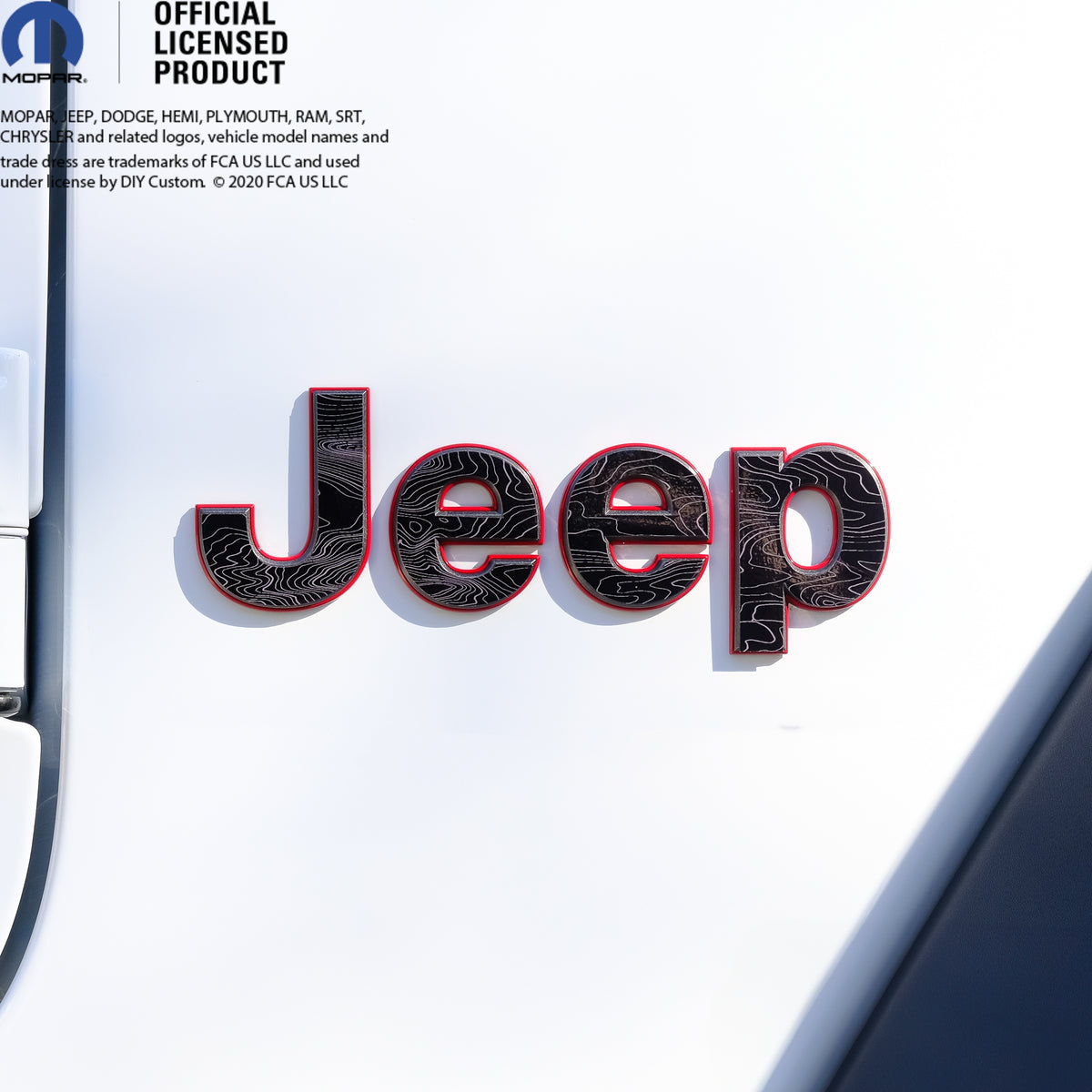Jeep Emblem Overlay Decals -Topographic Black White Gray
