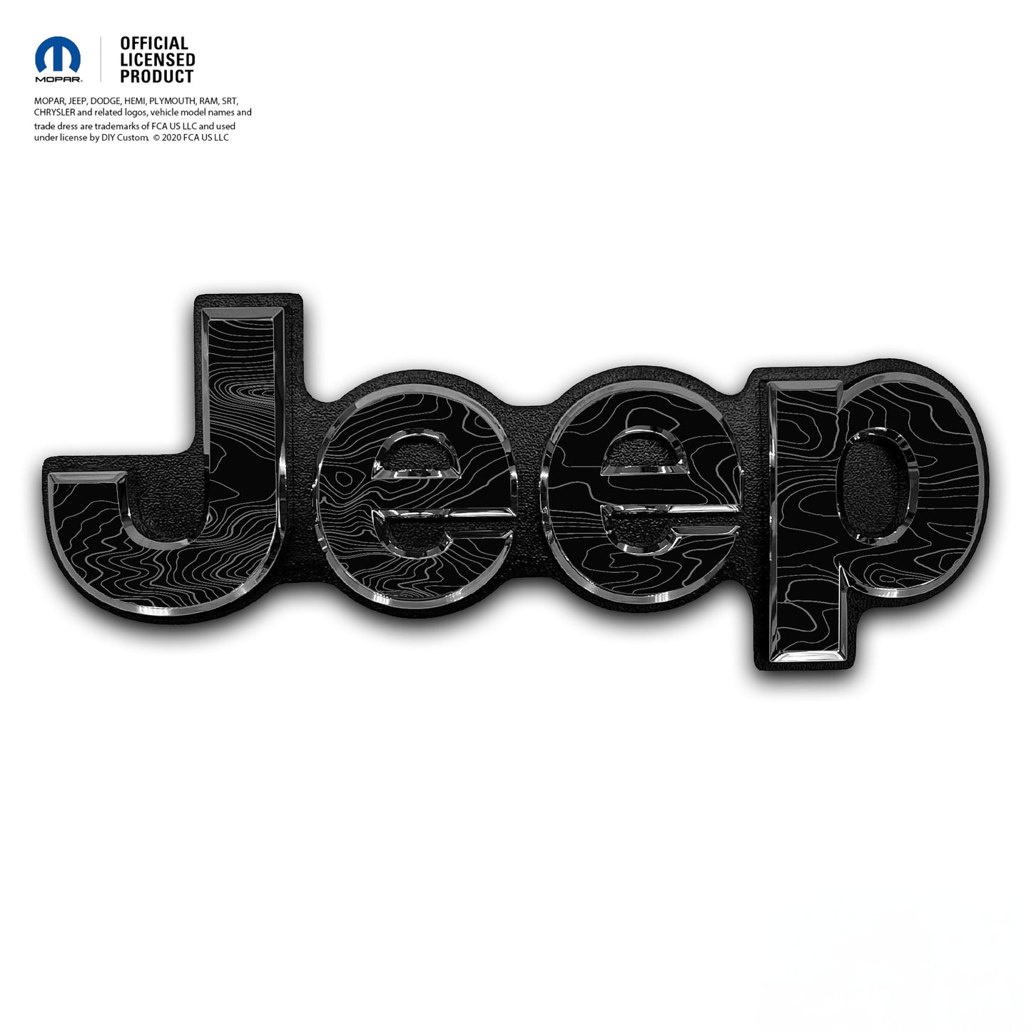 Jeep Emblem Overlay Decals -Topographic Black with Gray