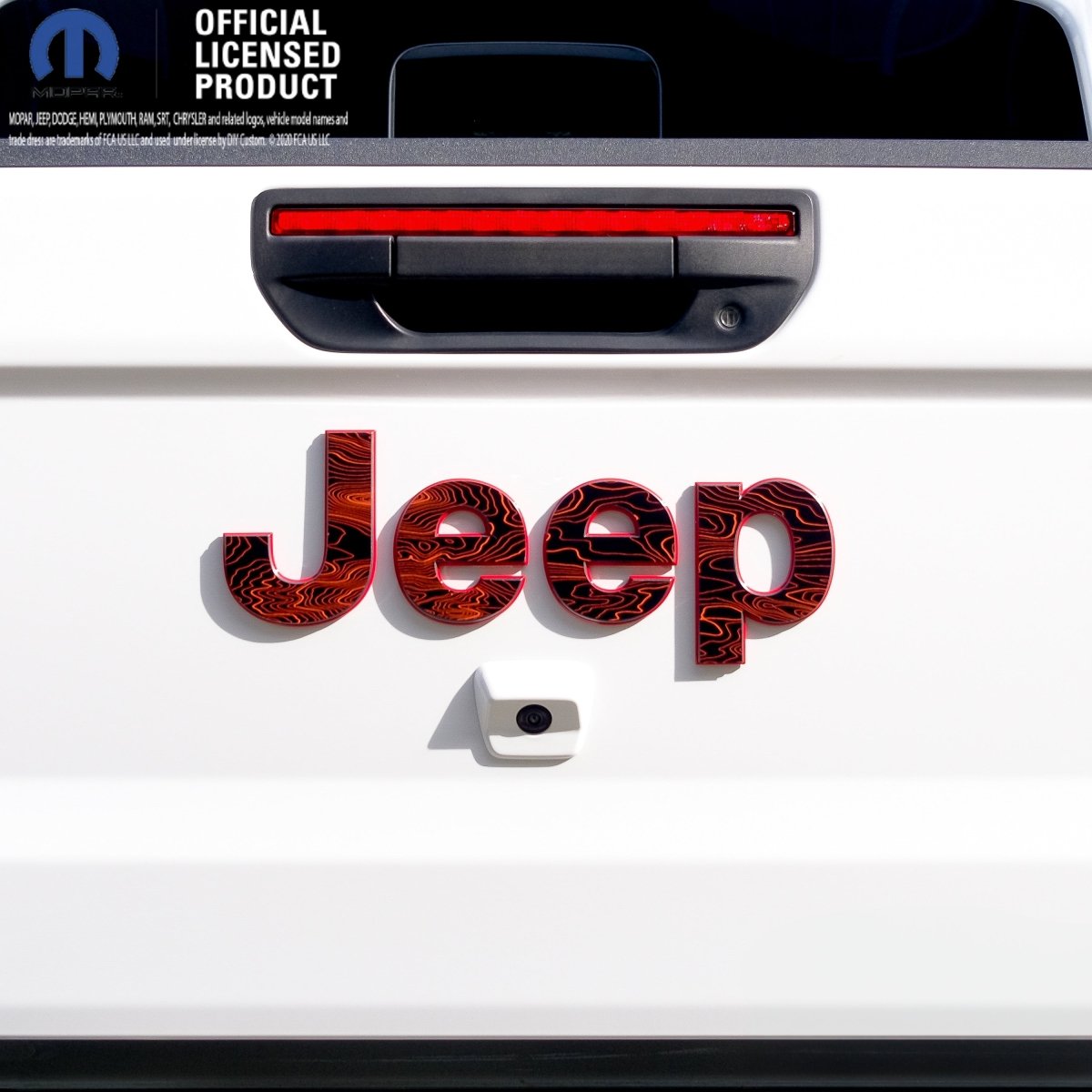 Jeep Emblem Overlay Decals -Topographic Black with Orange - Tiny Wrapz