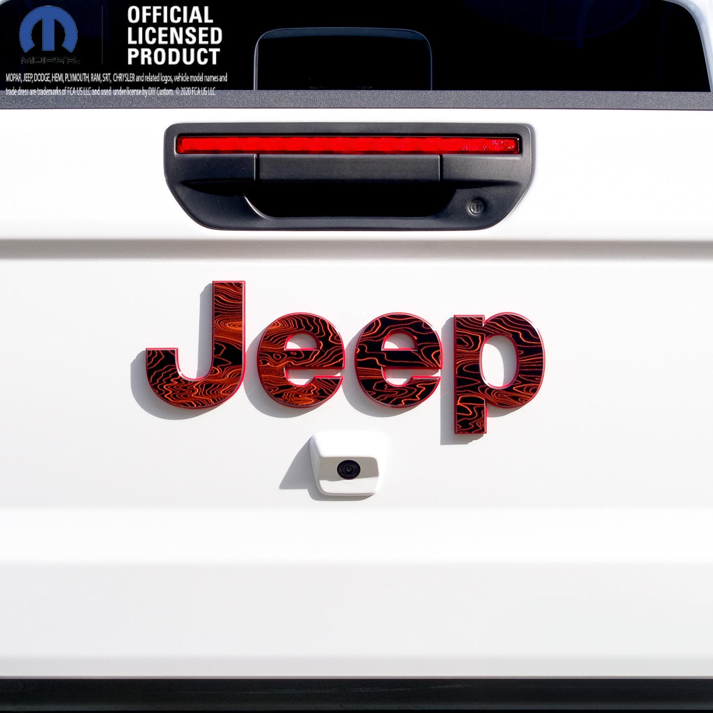 Jeep Emblem Overlay Decals -Topographic Black with Orange