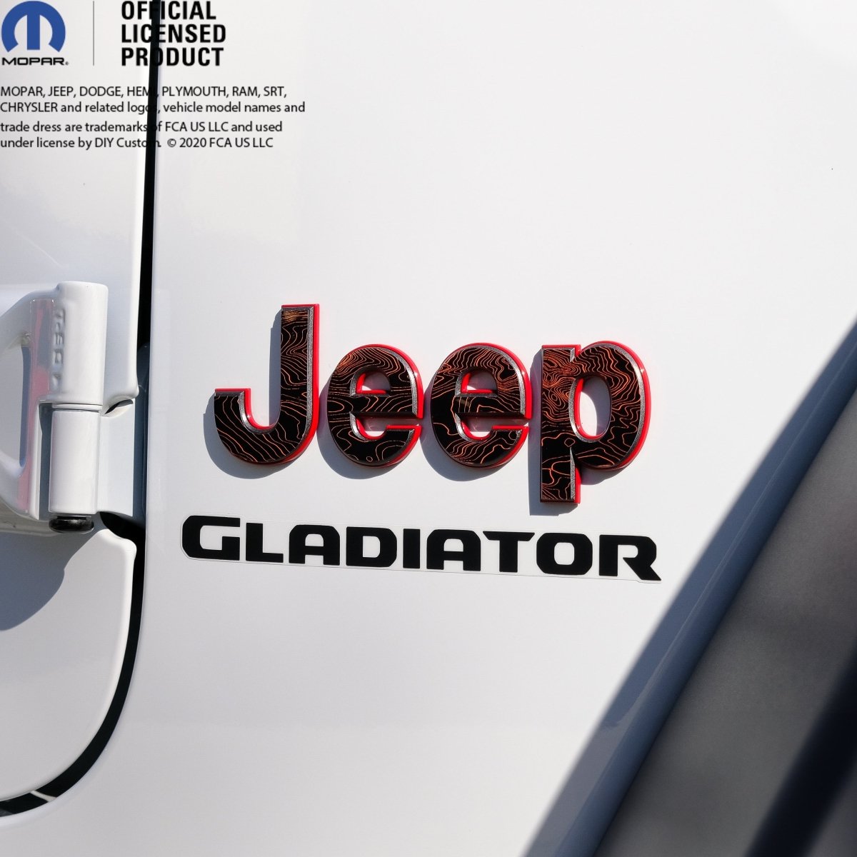 Jeep Emblem Overlay Decals -Topographic Black with Orange - Tiny Wrapz