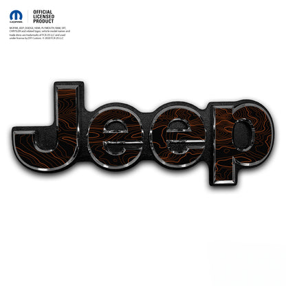 Jeep Emblem Overlay Decals -Topographic Black with Orange