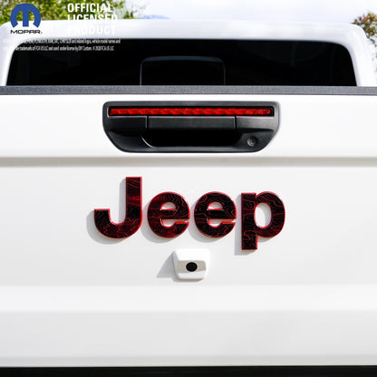 Jeep Emblem Overlay Decals -Topographic Black with Red