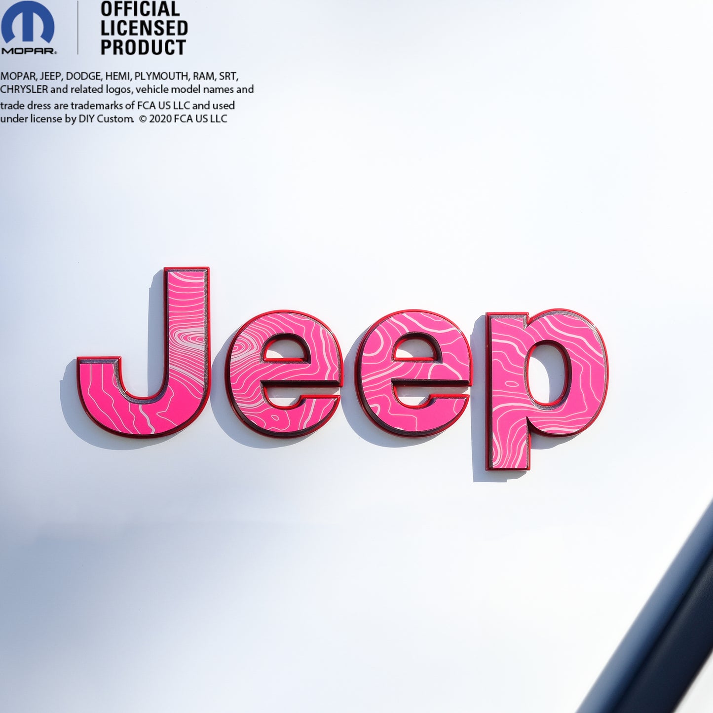 Jeep Emblem Overlay Decals -Topographic Pink with Gray