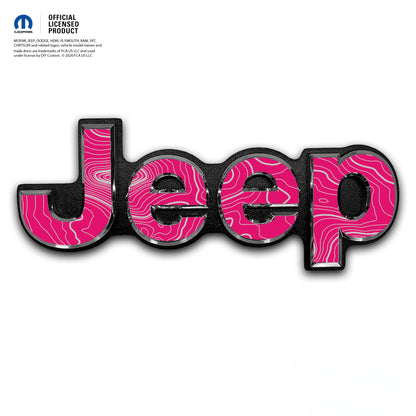 Jeep Emblem Overlay Decals -Topographic Pink with Gray