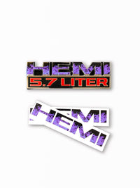 RAM 1500 HEMI Fender Emblem Overlay Decals (Pair) PURPLE FIRE FLAMES Fits 2013-2024 - Tiny Wrapz