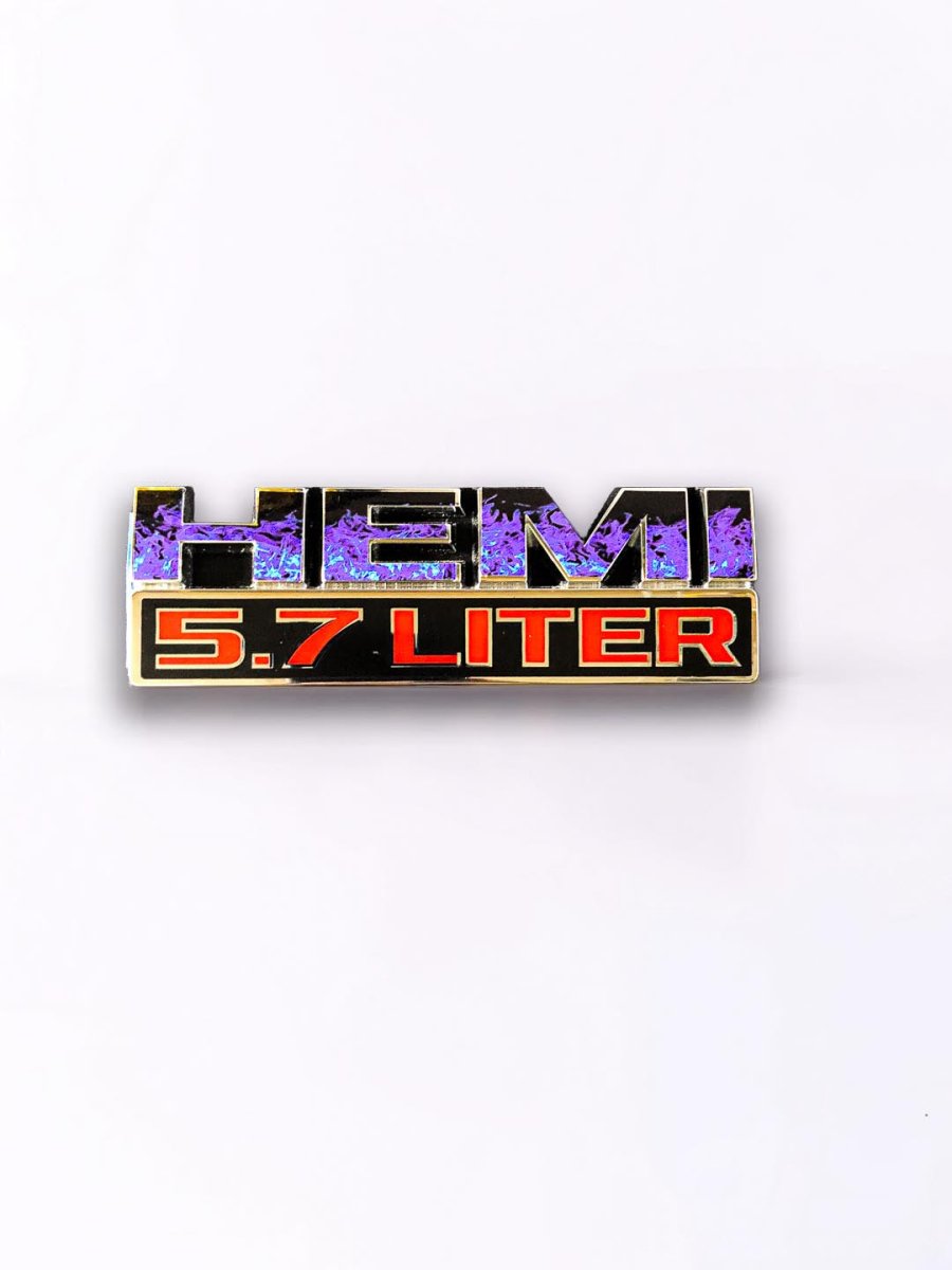 RAM 1500 HEMI Fender Emblem Overlay Decals (Pair) PURPLE FIRE FLAMES Fits 2013-2024 - Tiny Wrapz