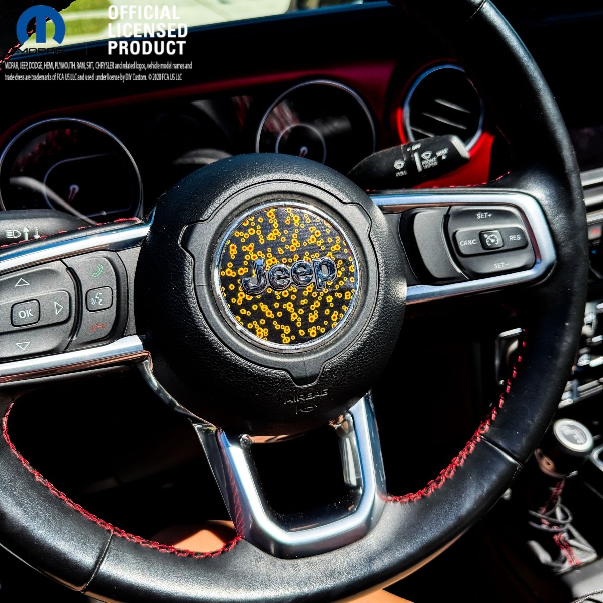 Jeep Wrangler JK Steering Wheel Circle Yellow Sunflowers Vinyl Decal Sticker 2007-2017 - Tiny Wrapz