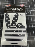 Black and White American Flat Peace Wave Left & Right Mirrors Vinyl Decals Fits All Jeeps - Tiny Wrapz
