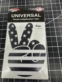Black and White American Flat Peace Wave Left & Right Mirrors Vinyl Decals Fits All Jeeps - Tiny Wrapz