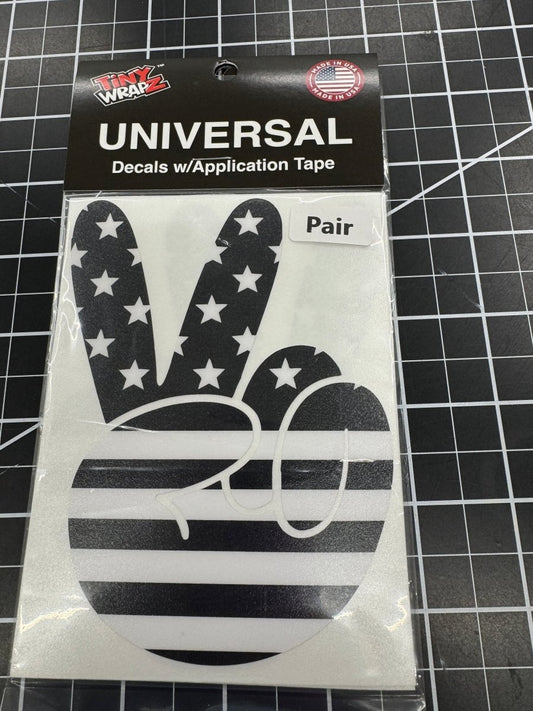 Black and White American Flat Peace Wave Left & Right Mirrors Vinyl Decals Fits All Jeeps - Tiny Wrapz