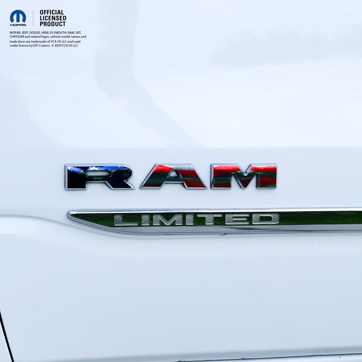 Chrome RAM Emblem Overlay Decals AMERICAN FLAG 2009 - 2026 - Tiny Wrapz