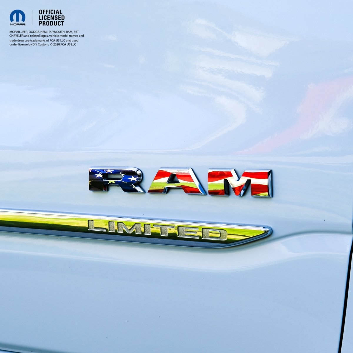 Chrome RAM Emblem Overlay Decals AMERICAN FLAG 2009 - 2026 - Tiny Wrapz
