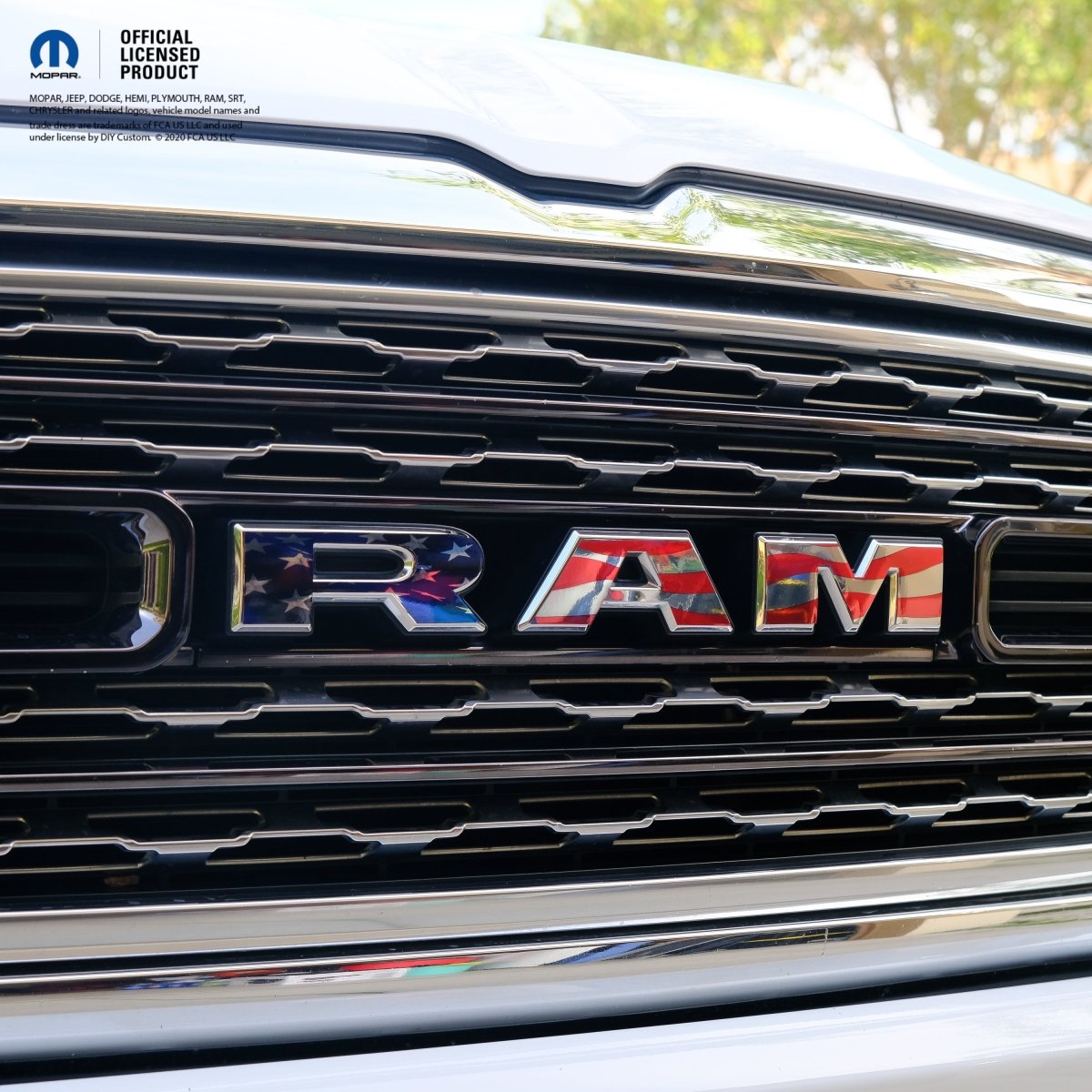 Chrome RAM Emblem Overlay Decals AMERICAN FLAG 2009 - 2026 - Tiny Wrapz