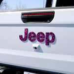Holographic Jeep Emblem Overlay Decals - Dog Paws on Pink - Tiny Wrapz
