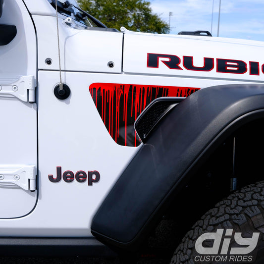 Jeep Fender Vent Decals Pair "Dripping Red" Fits 2018-2026 Wrangler JL & Gladiator
