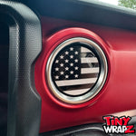 Jeep AC Vent "Black & White American Flag" 6 x Decals Fits 2011-2017 Wrangler JK, 2018-2026 Wrangler JL & Gladiator - Tiny Wrapz