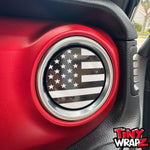 Jeep AC Vent "Black & White American Flag" 6 x Decals Fits 2011-2017 Wrangler JK, 2018-2026 Wrangler JL & Gladiator - Tiny Wrapz