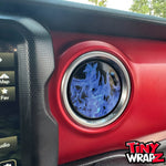 Jeep AC Vent Blue Flames 4 x Decals Fits 2011-2026 Wrangler JK Wrangler JL Gladiator - Tiny Wrapz