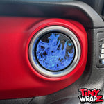 Jeep AC Vent Blue Flames 4 x Decals Fits 2011-2026 Wrangler JK Wrangler JL Gladiator - Tiny Wrapz