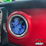 Jeep AC Vent Blue Flames 4 x Decals Fits 2011-2026 Wrangler JK Wrangler JL Gladiator - Tiny Wrapz
