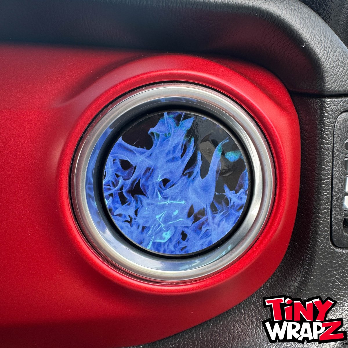Jeep AC Vent Blue Flames 4 x Decals Fits 2011-2026 Wrangler JK Wrangler JL Gladiator - Tiny Wrapz