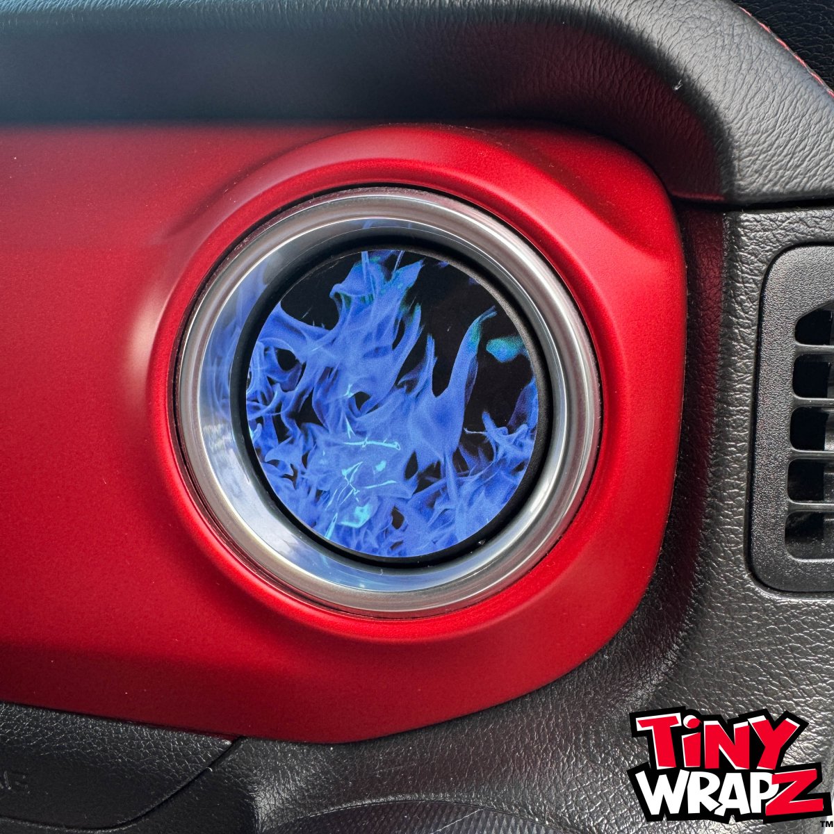 Jeep AC Vent Blue Flames 4 x Decals Fits 2011-2026 Wrangler JK Wrangler JL Gladiator - Tiny Wrapz