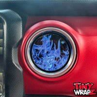 Jeep AC Vent Blue Flames 4 x Decals Fits 2011-2026 Wrangler JK Wrangler JL Gladiator - Tiny Wrapz