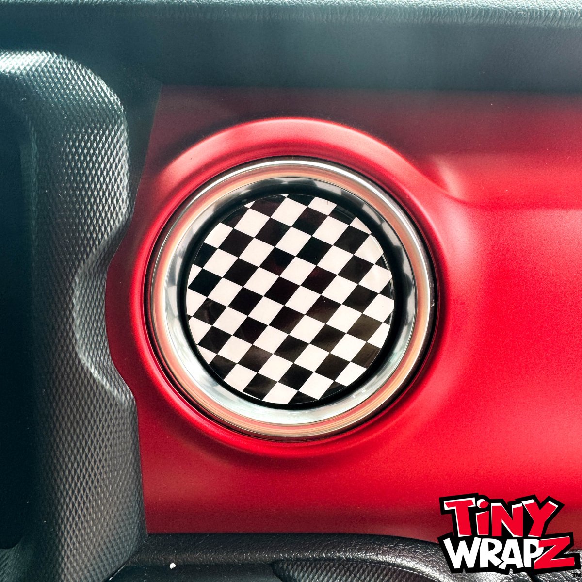 Jeep AC Vent Checkered Flag 4 x Decals Fits 2011-2026 Wrangler JK Wrangler JL Gladiator - Tiny Wrapz