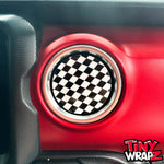 Jeep AC Vent Checkered Flag 4 x Decals Fits 2011-2026 Wrangler JK Wrangler JL Gladiator - Tiny Wrapz