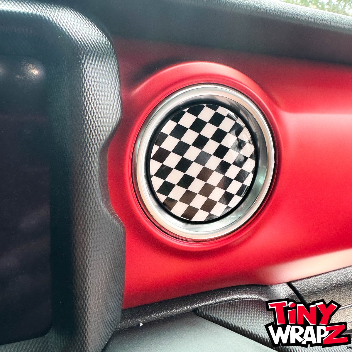 Jeep AC Vent Checkered Flag 4 x Decals Fits 2011-2026 Wrangler JK Wrangler JL Gladiator - Tiny Wrapz