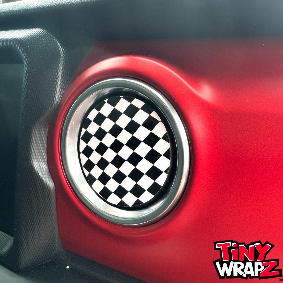 Jeep AC Vent Checkered Flag 4 x Decals Fits 2011-2026 Wrangler JK Wrangler JL Gladiator - Tiny Wrapz