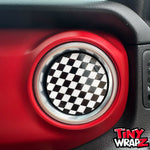 Jeep AC Vent Checkered Flag 4 x Decals Fits 2011-2026 Wrangler JK Wrangler JL Gladiator - Tiny Wrapz