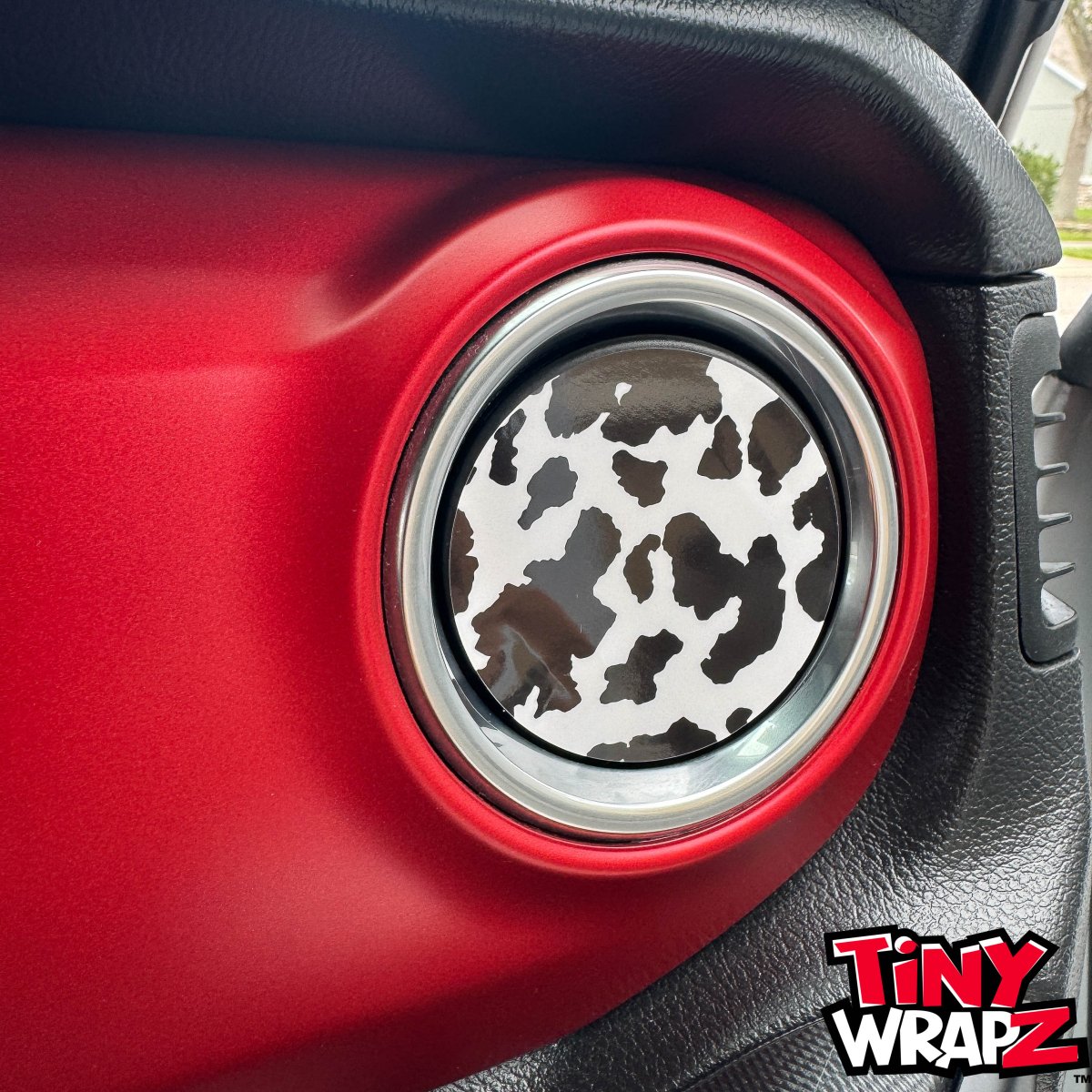 Jeep AC Vent "Cow Print" 6 x Decals Fits 2011-2017 Wrangler JK, 2018-2026 Wrangler JL & Gladiator - Tiny Wrapz