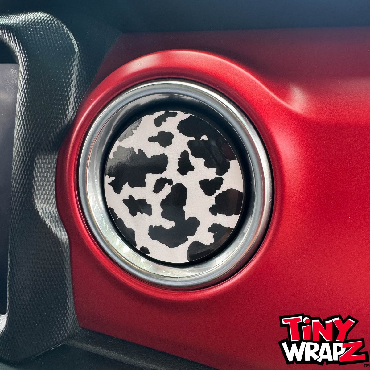 Jeep AC Vent "Cow Print" 6 x Decals Fits 2011-2017 Wrangler JK, 2018-2026 Wrangler JL & Gladiator - Tiny Wrapz