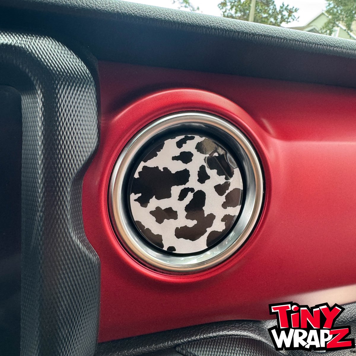 Jeep AC Vent "Cow Print" 6 x Decals Fits 2011-2017 Wrangler JK, 2018-2026 Wrangler JL & Gladiator - Tiny Wrapz